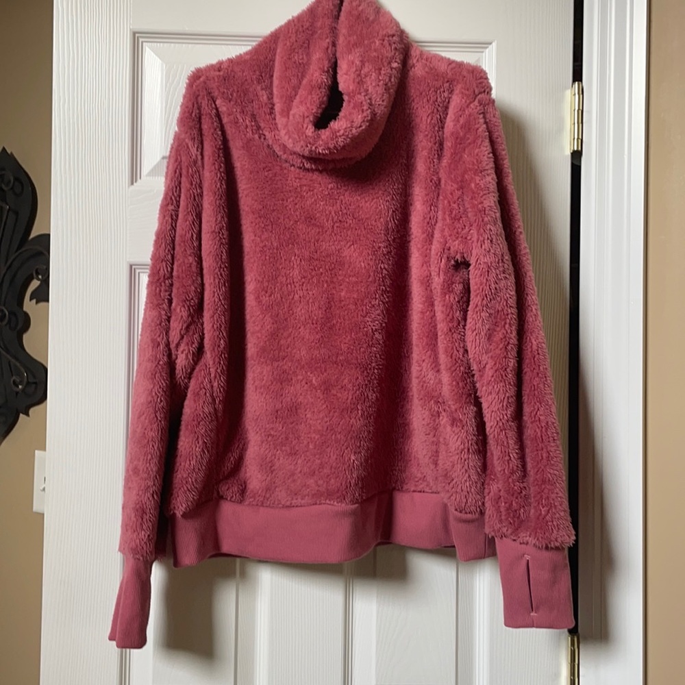 Mauve fuzzy cowl neck sweatshirt